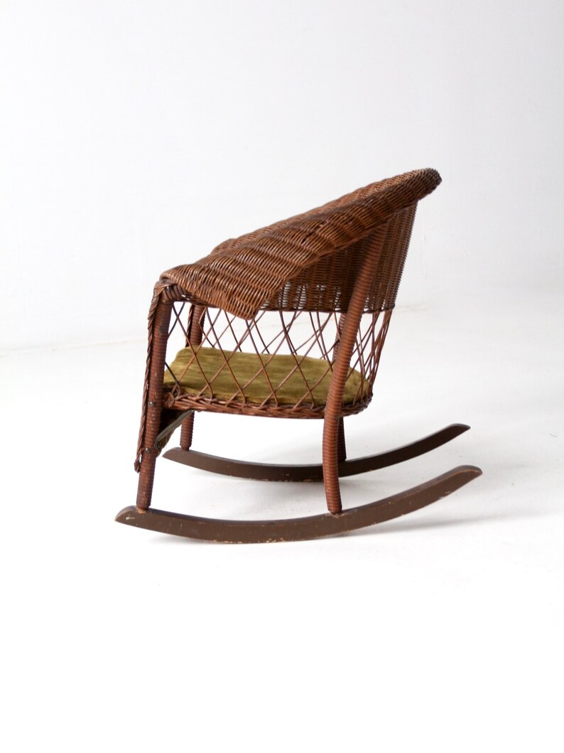 antique children's wicker rocking chair image 4