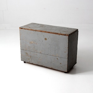 vintage industriële houten rollende opbergdoos