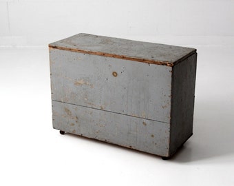 vintage industrial wooden rolling storage box