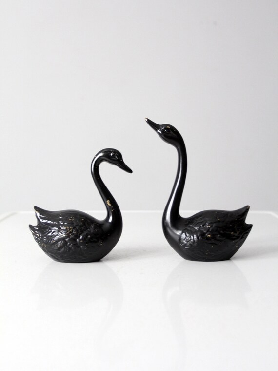 Mid-century Painted Brass Black Swan Figurine Pair - Etsy