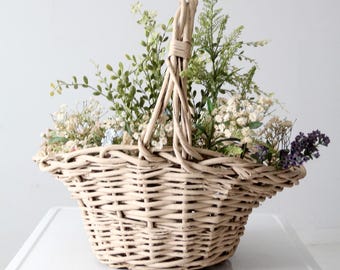 vintage large painted wicker basket