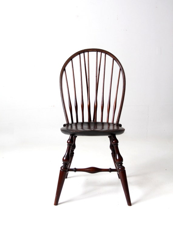Antique 19th C Solid Oak Continuous Arm Brace Back Windsor