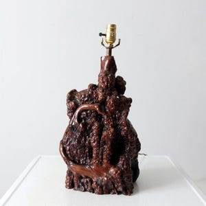 mid-century burl wood lamp