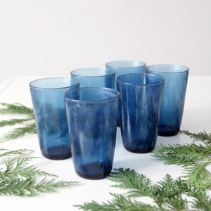 vintage Vereco set of 6 blue water glasses