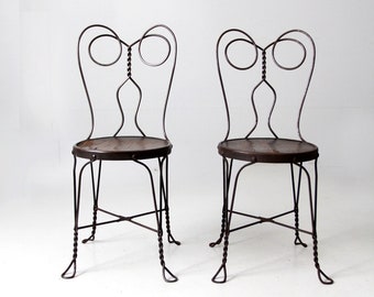 antique ice cream parlor bistro chair pair