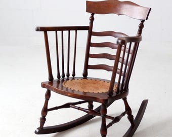 antique leather seat rocking chair