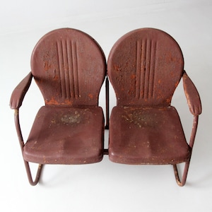 mid-century double seat motel chair bench image 2