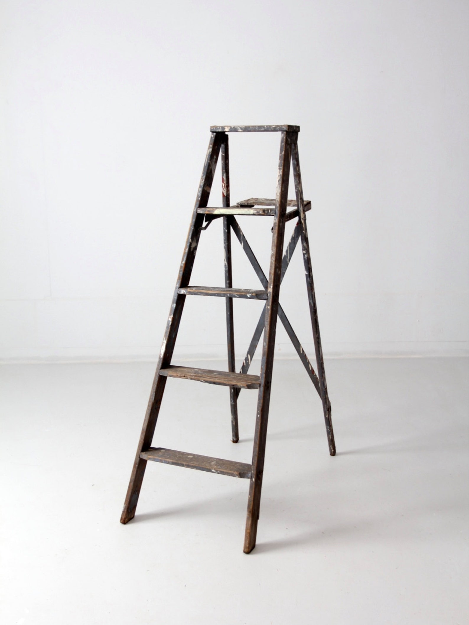 Vintage painter's ladder gray wood ladder 4.5 feet | Etsy