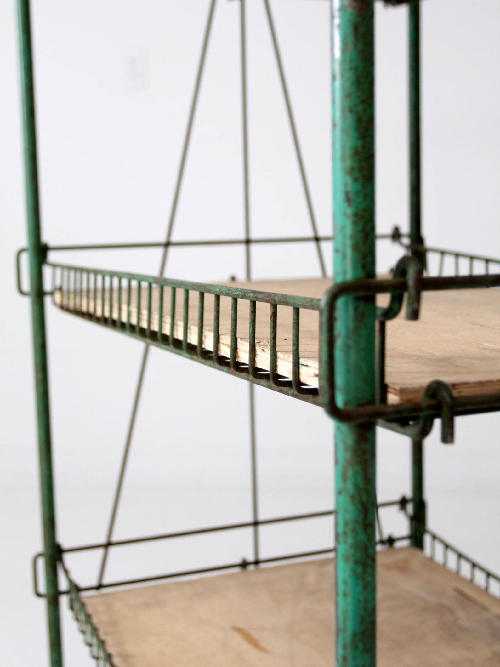 Industrial Wire Rack Vintage Green Metal Shelf Etsy