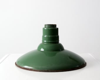 industrial light shade, 1930s warehouse pendant light shade, green lighting