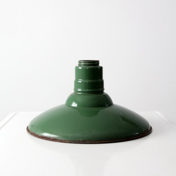 industrial light shade, 1930s warehouse pendant light shade, green lighting