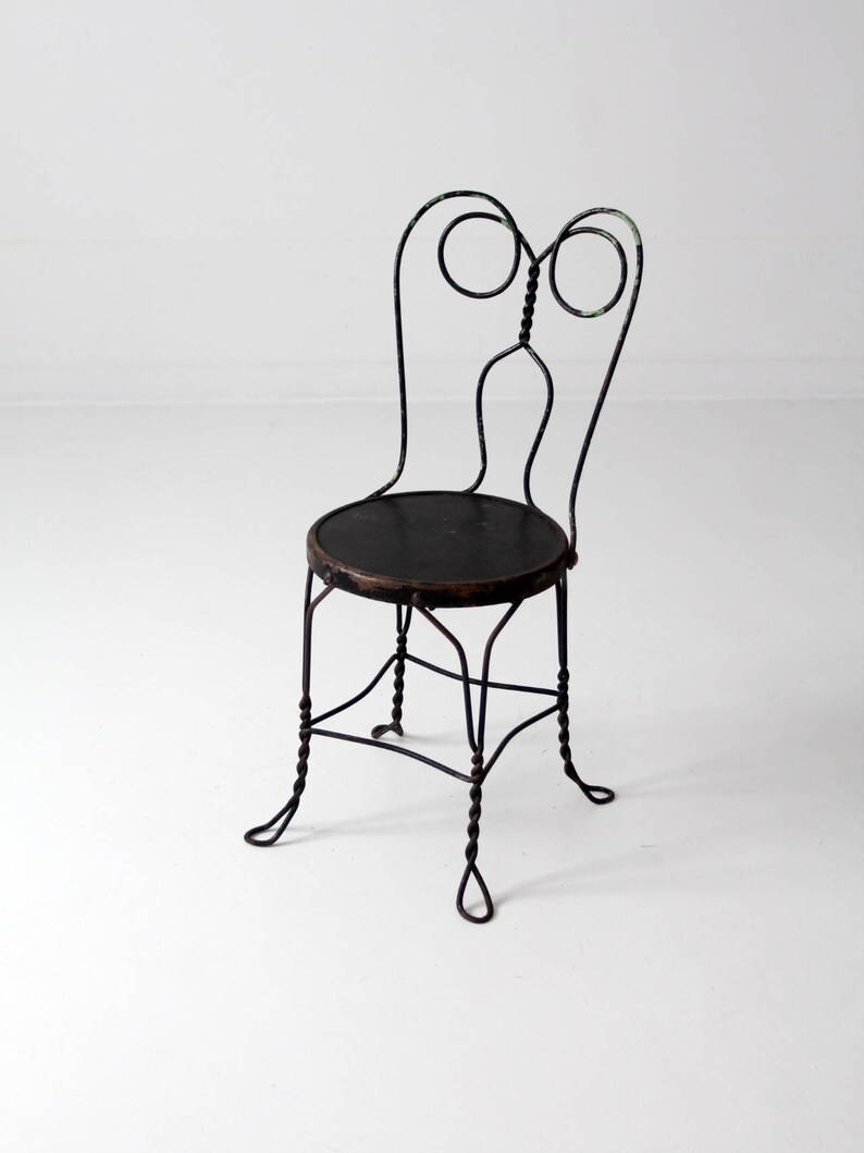 Vintage Ice Cream Parlor Chair Black Iron Cafe Chair Metal Etsy