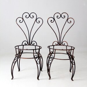 vintage wrought iron garden chairs pair image 2