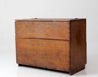 antique primitive wood storage chest