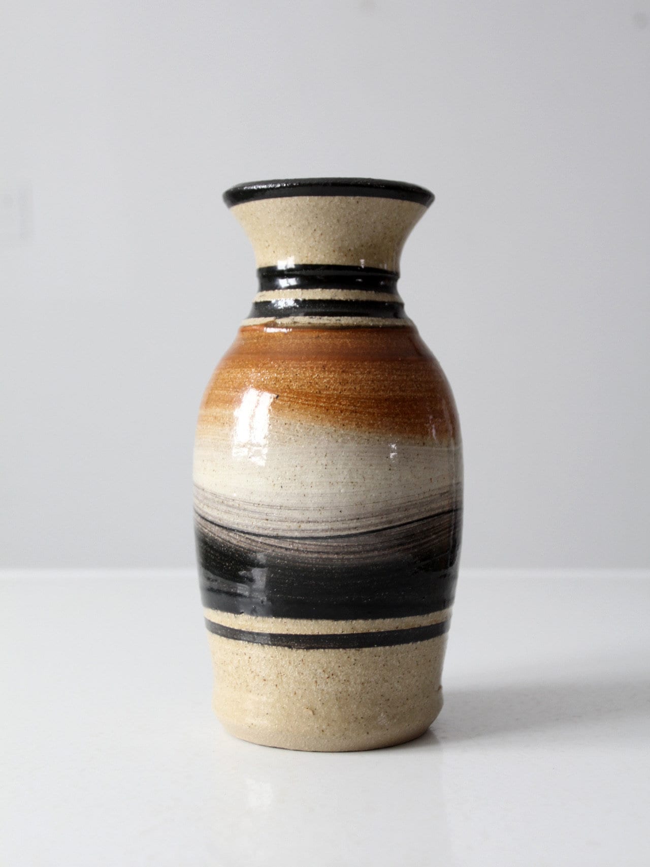 欧州製 studio陶器のヴィンテージ花瓶 ひし形模様 ヴィンテージ