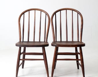 antique spindle back dining chairs pair