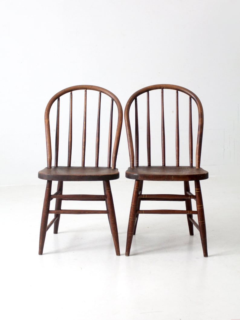 Rustic Spindle Chair Antique Spindle Back Dining Chairs Pair - Etsy