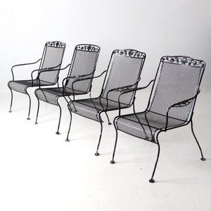 set of 4 mid-century wrought iron patio chairs