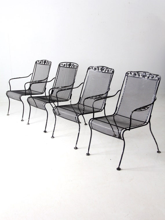 black mesh metal patio chairs