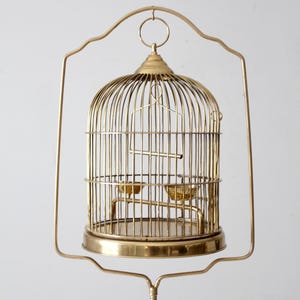 vintage brass bird cage with stand