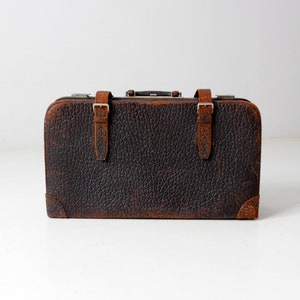 vintage black leather suitcase