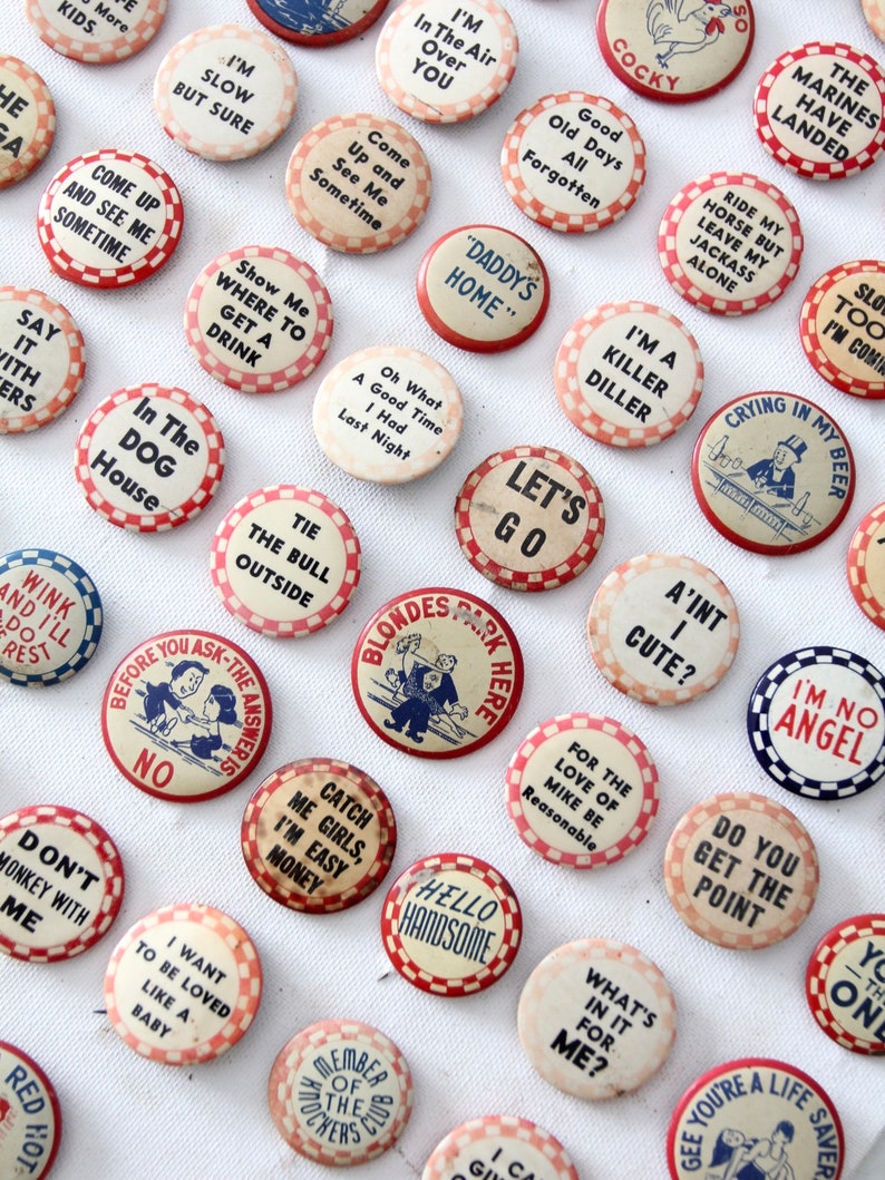 Vintage Pinback Buttons Collection Circa 1930s - 1940s - Etsy