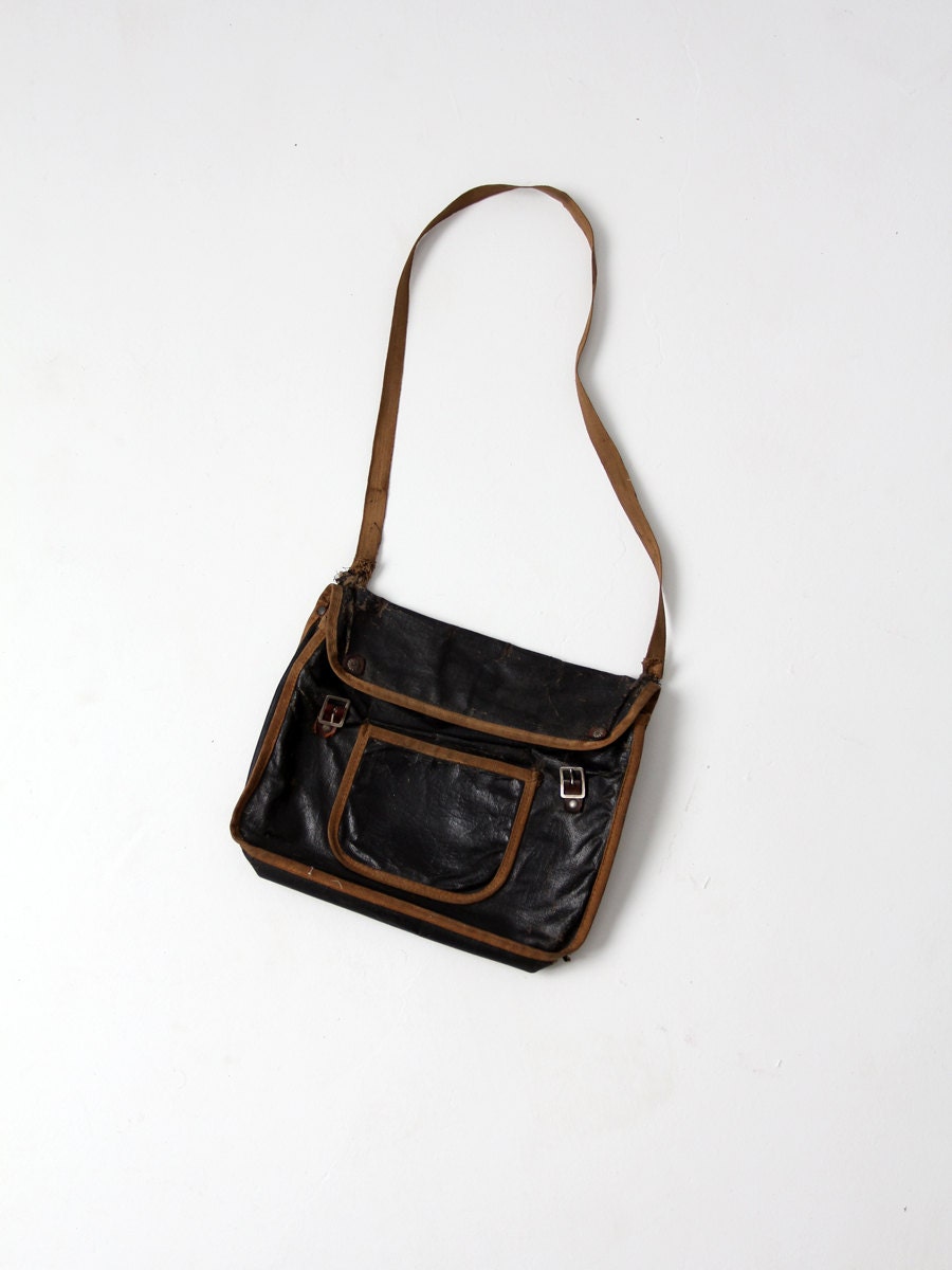1920s School Bag, Vintage Black Messenger Bag, Satchel - Etsy