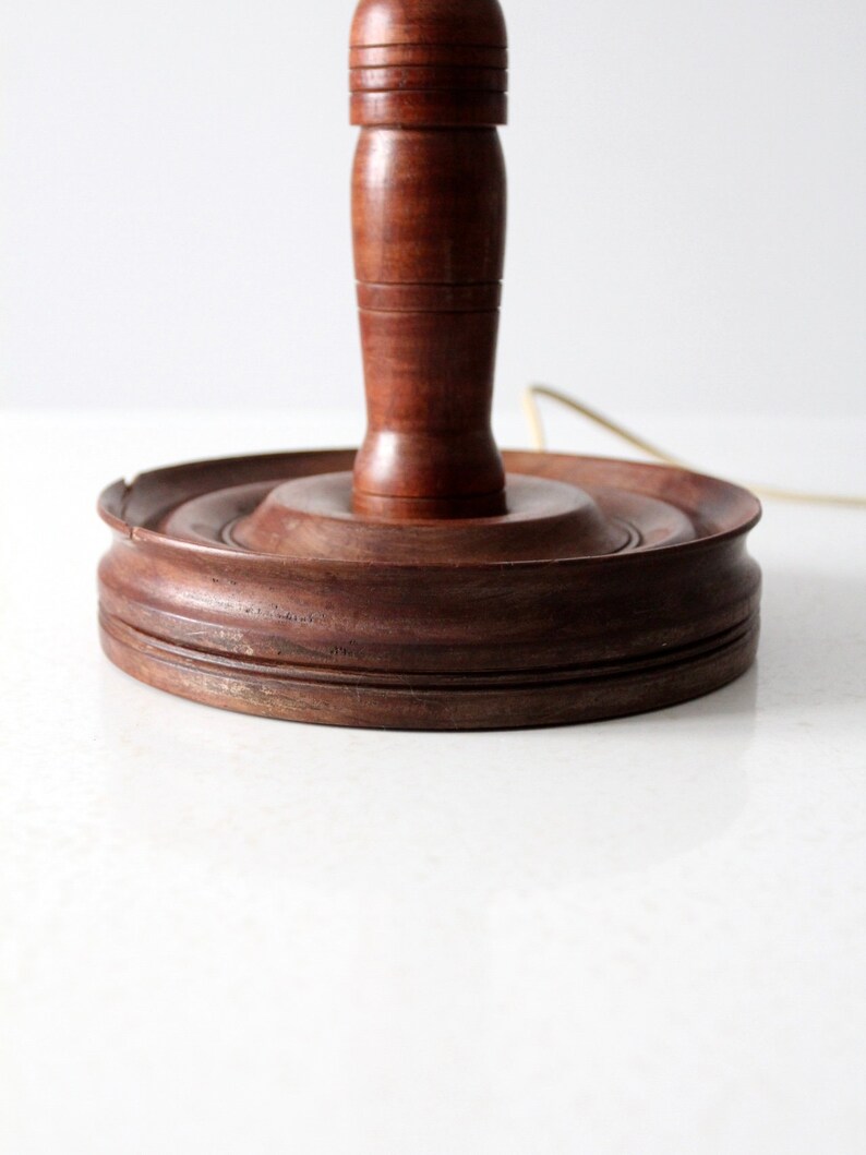 Midcentury Turned Wood Table Lamp Wooden Candlestick Lamp Etsy