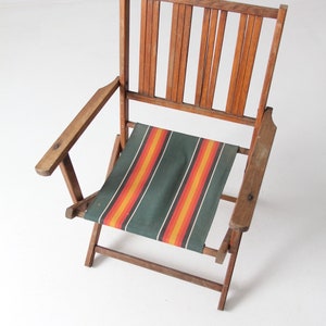 mid-century folding wood patio chair immagine 3