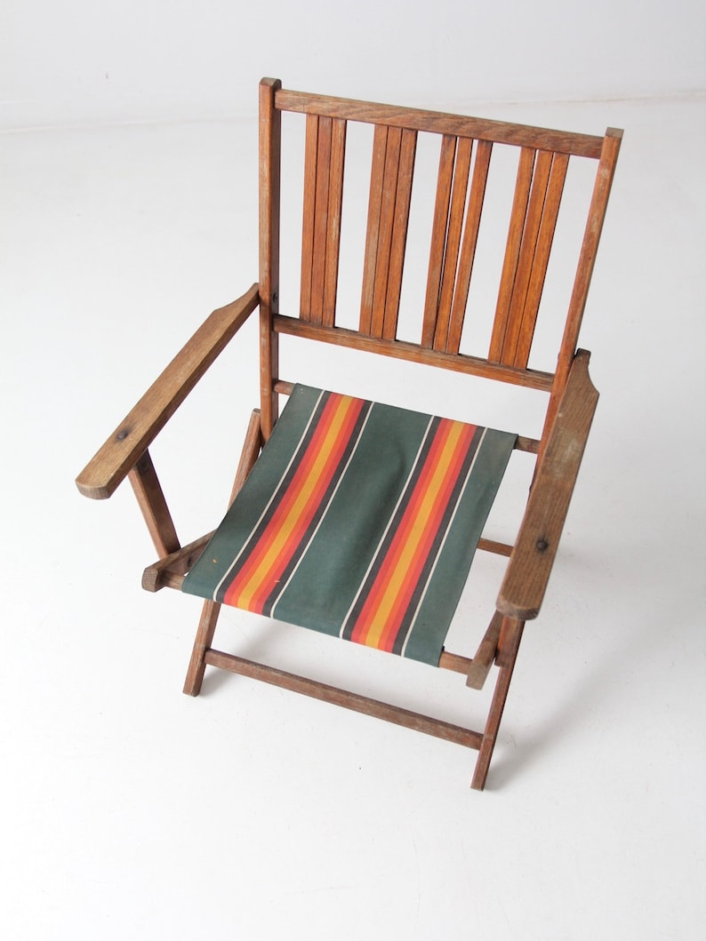 mid-century folding wood patio chair immagine 3
