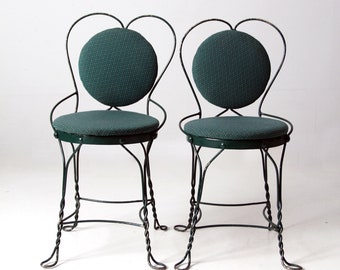 vintage ice cream parlor chairs pair with upholstered seats