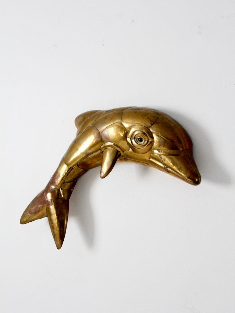Midcentury Brass Dolphin Wall Decor Etsy