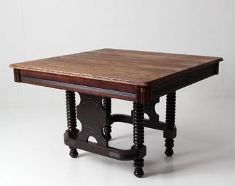 antique Jacobean revival barley twist square table