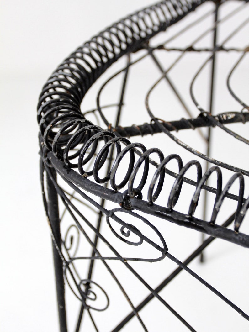 Victorian Wire Plant Stand Black Demilune Riser Etsy