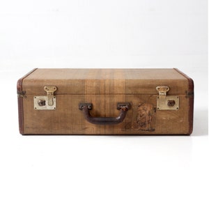 vintage striped suitcase, vintage hard case luggage