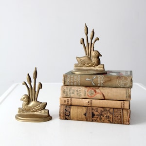 vintage brass duck bookends pair