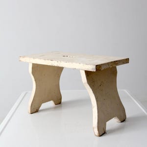 antique painted wooden footstool