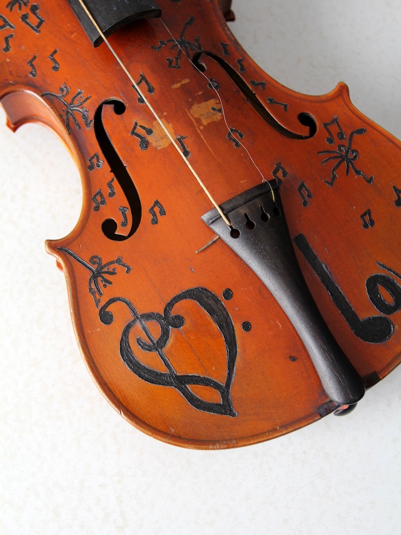 Vintage Carved Violin Boho Hippie Music Love Instrument - Etsy