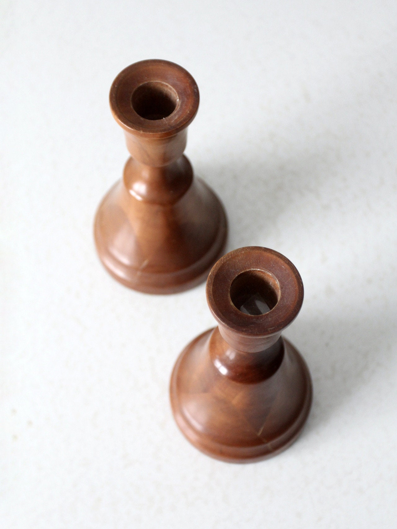 Vintage Pair Wood Candlestick Holders - Etsy UK