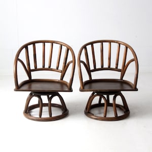 mid-century rattan swivel chairs