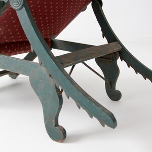 Victorian lawn chair, 1800s recliner chair, antique chair image 8