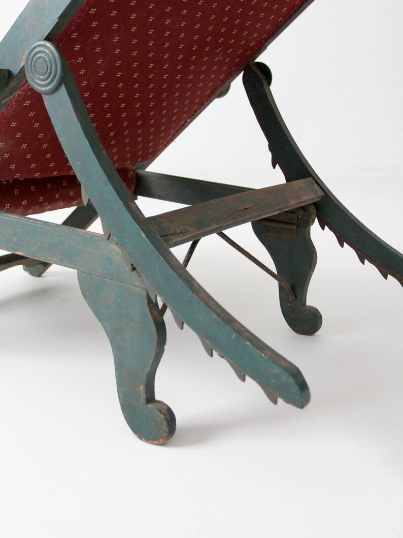 Victorian lawn chair, 1800s recliner chair, antique chair image 8