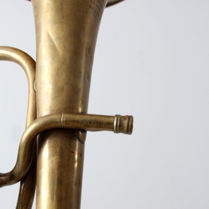 vintage brass horn, baritone musical instrument image 6