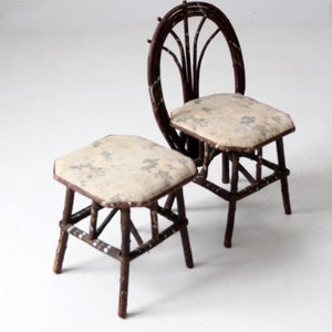 antique Adirondack children's twig chair and stool image 9