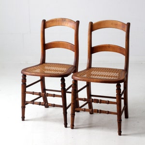antique cane seat dining chairs pair