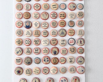 vintage pinback buttons collection circa 1930s - 1940s