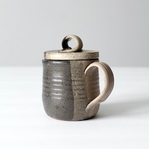 vintage studio pottery mug with lid