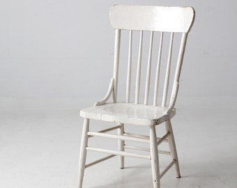 antique white press back chair