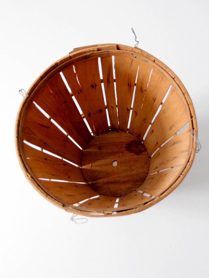 Vintage Orchard Basket Tall Wooden Bushel Basket Etsy