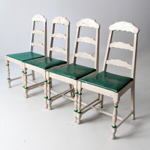 Vintage Painted Wood Dining Chairs Set of 4 - Etsy